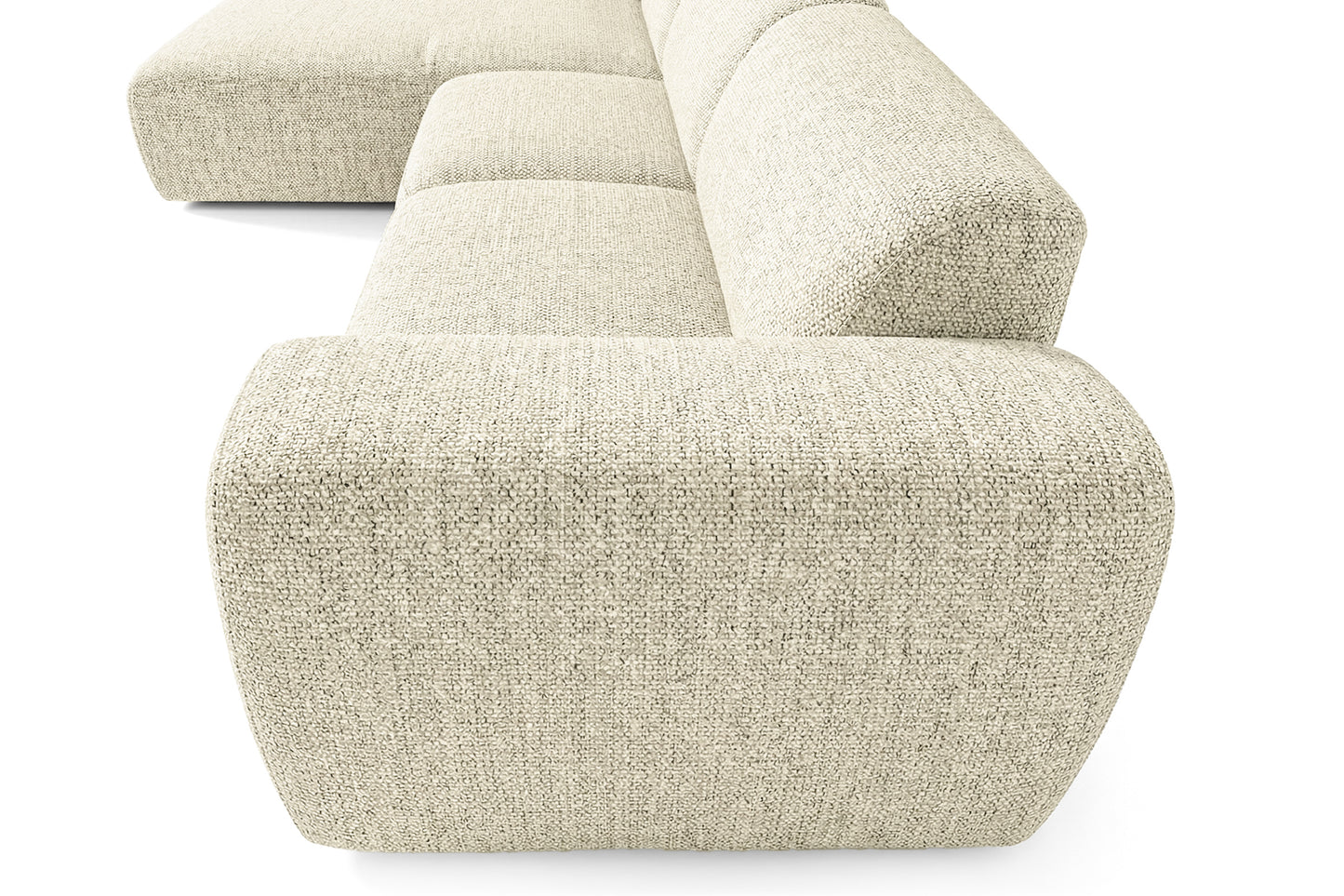 Designowa sofa narożna GIN 310 x 192 cm w kształcie litery L, pufa po lewej stronie