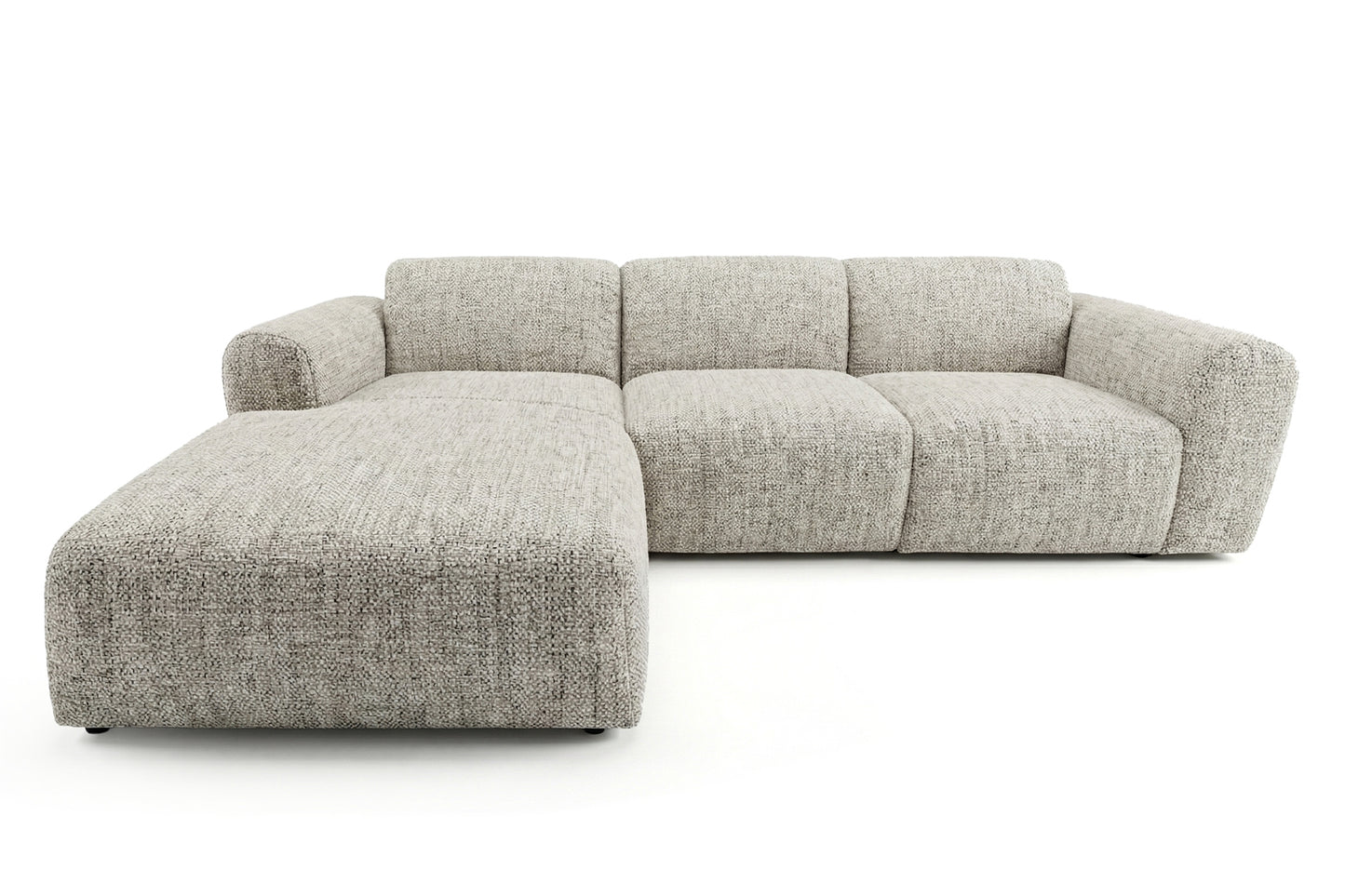 Designowa sofa narożna GIN 310 x 192 cm w kształcie litery L, pufa po lewej stronie