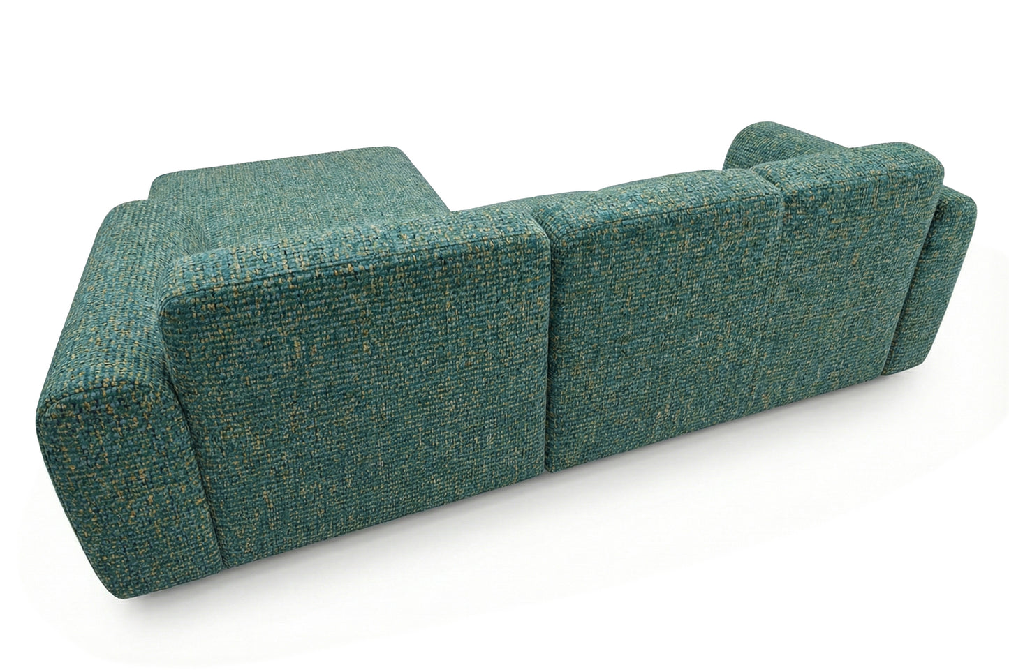 Designowa sofa narożna GIN 310 x 192 cm | Półokrągła podnóżka po prawej stronie