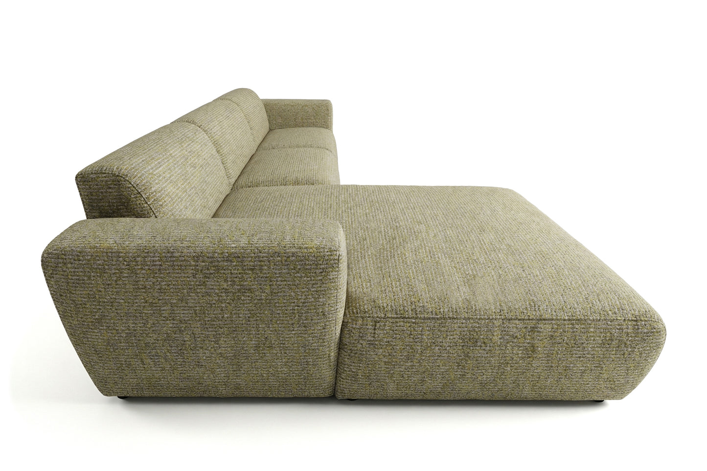 Designowa sofa narożna GIN 310 x 192 cm w kształcie litery L, pufa po lewej stronie