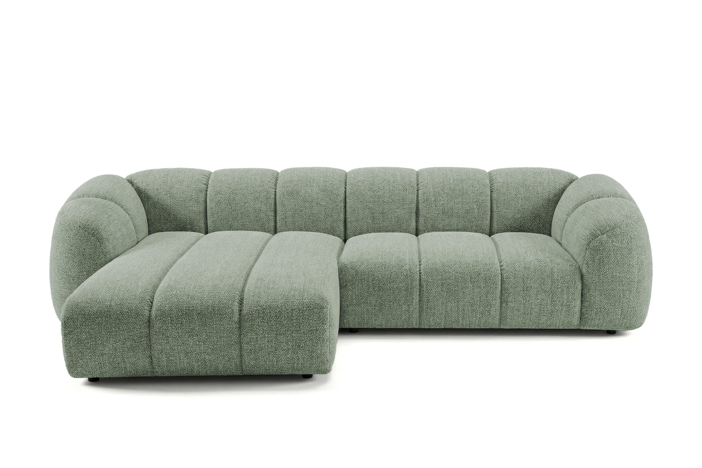 Narożna sofa Mali Design 280 x 150 cm w kształcie litery L - Puf po lewej stronie