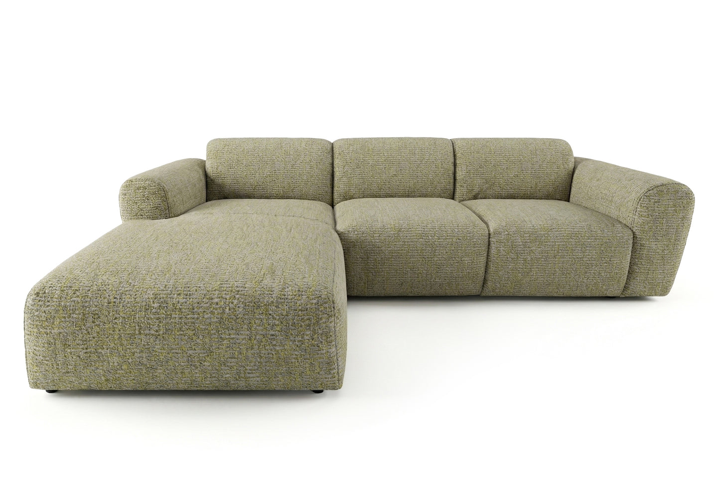 Designowa sofa narożna GIN 310 x 192 cm w kształcie litery L, pufa po lewej stronie