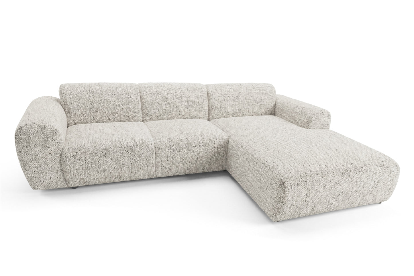 Designowa sofa narożna GIN 310 x 192 cm | Półokrągła podnóżka po prawej stronie