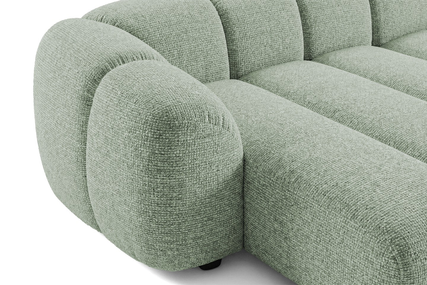 Narożna sofa Mali Design 280 x 150 cm w kształcie litery L - Puf po lewej stronie