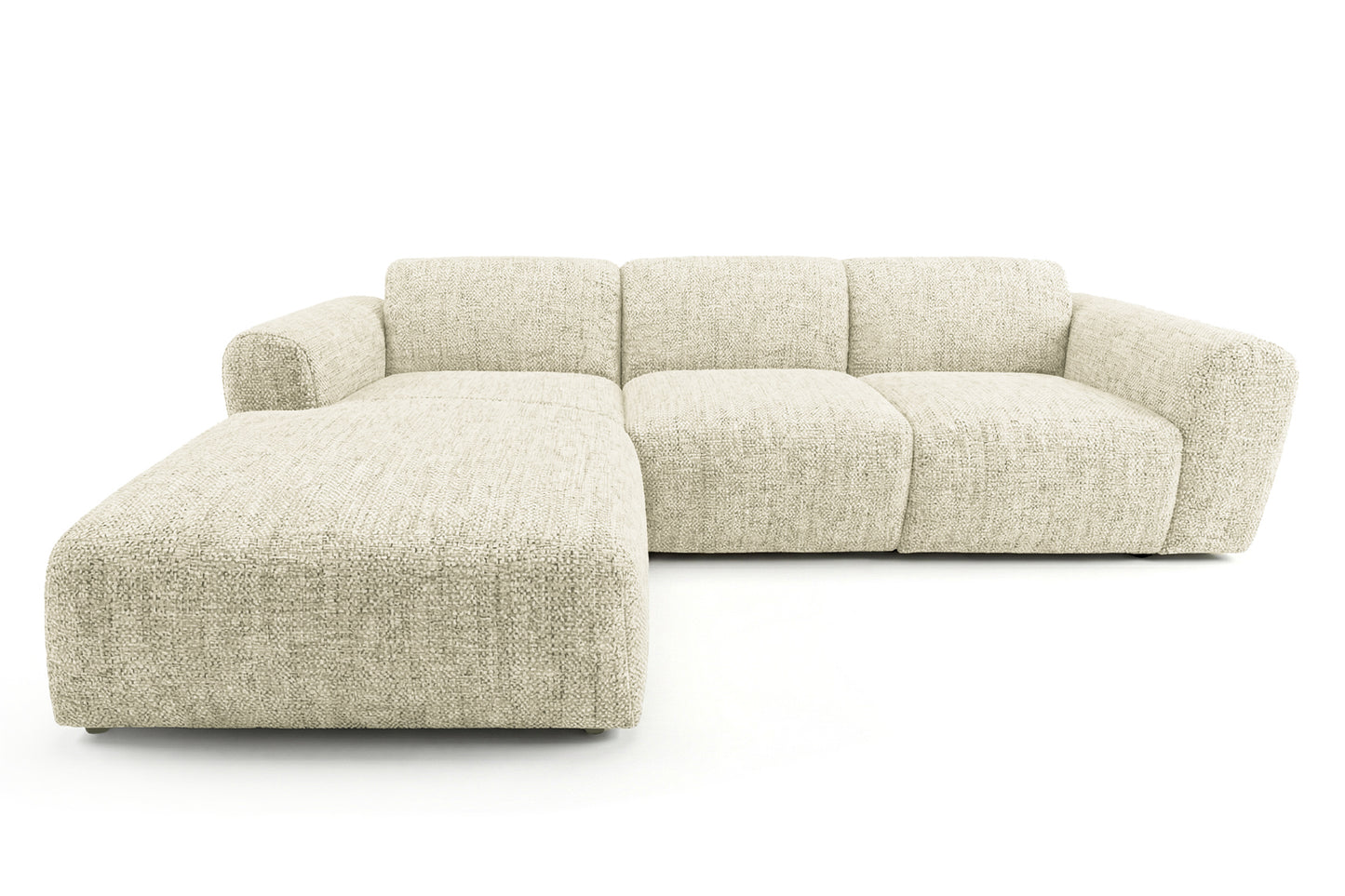 Designowa sofa narożna GIN 310 x 192 cm w kształcie litery L, pufa po lewej stronie