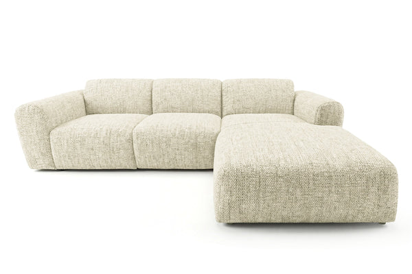 Designer-Ecksofa GIN 302 x 192 cm | Halbrunder Hocker rechts