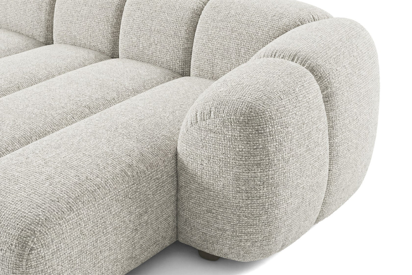 Narożna sofa Mali Design 280 x 150 cm w kształcie litery L - Puf po prawej stronie