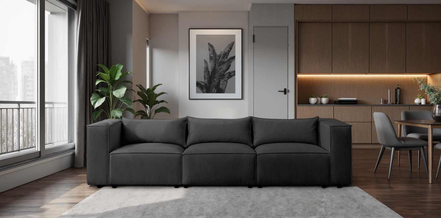 Sofa MODULO 4S 290 x 105 cm Lincoln Czarny 100 – Nowoczesny styl wypoczynkowy