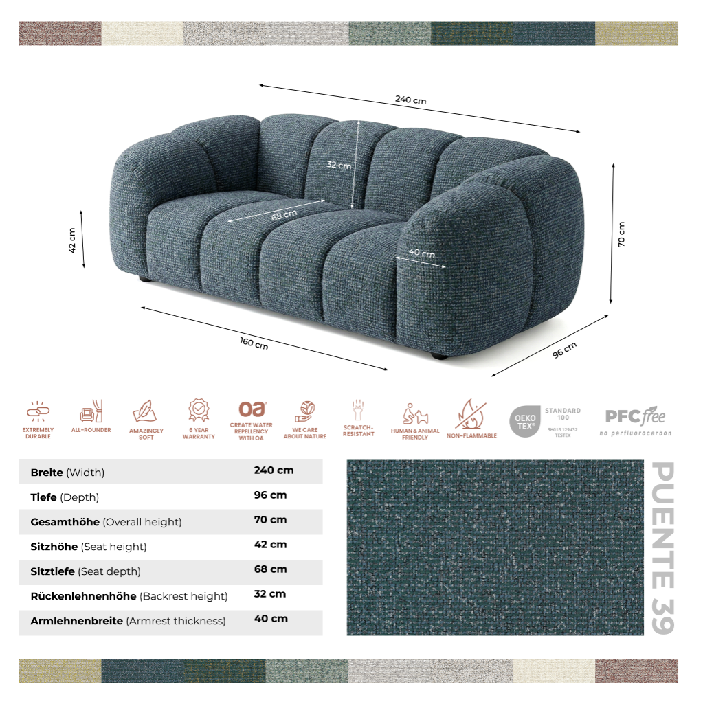 Designerska sofa MALI 3-osobowa – Cloud Design 240 cm