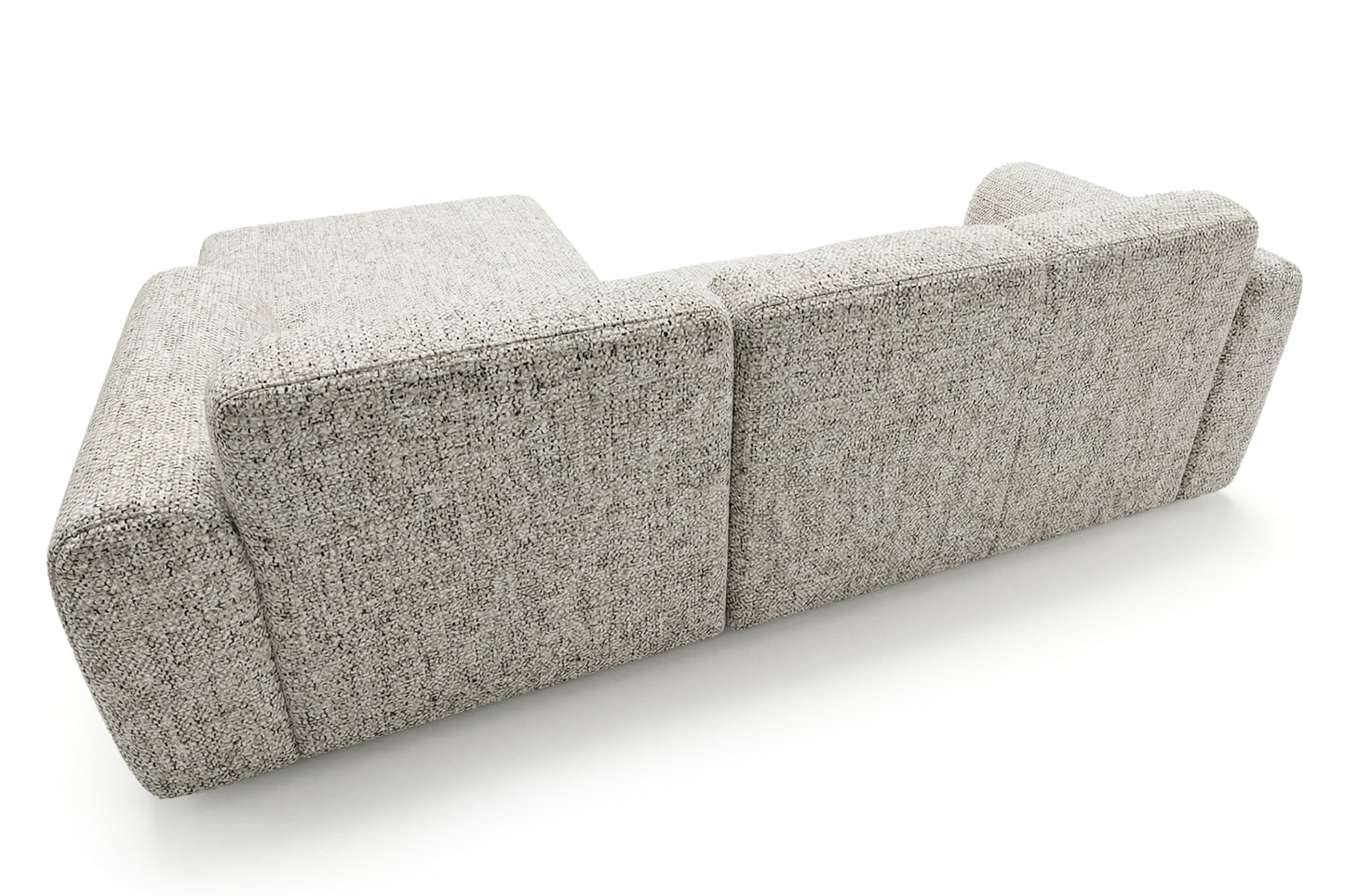Designowa sofa narożna GIN 310 x 192 cm | Półokrągła podnóżka po prawej stronie