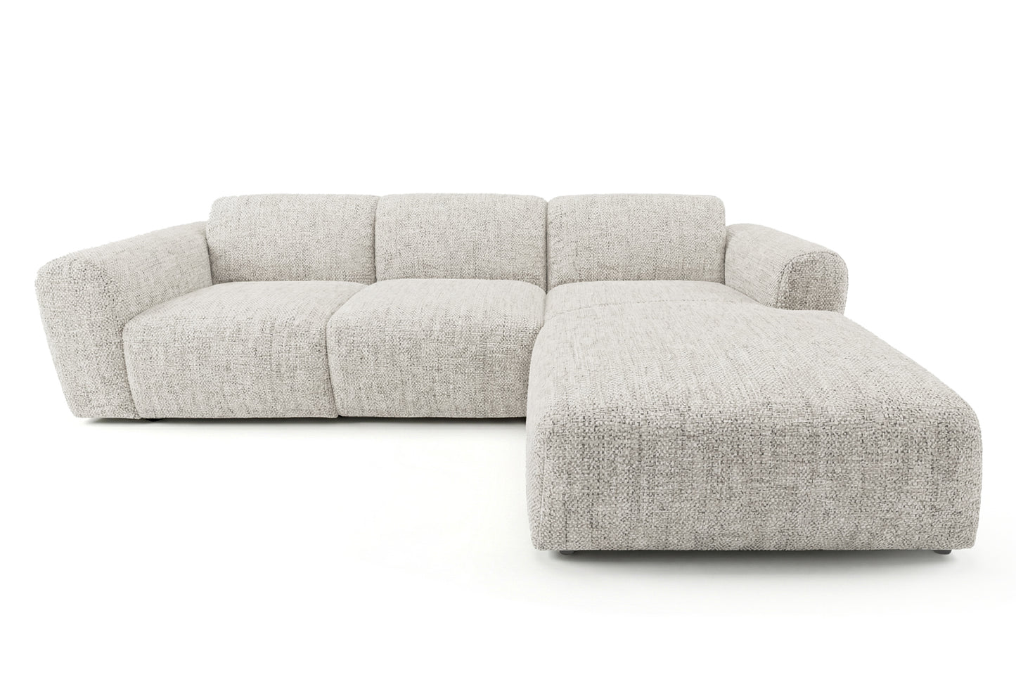 Designowa sofa narożna GIN 310 x 192 cm | Półokrągła podnóżka po prawej stronie