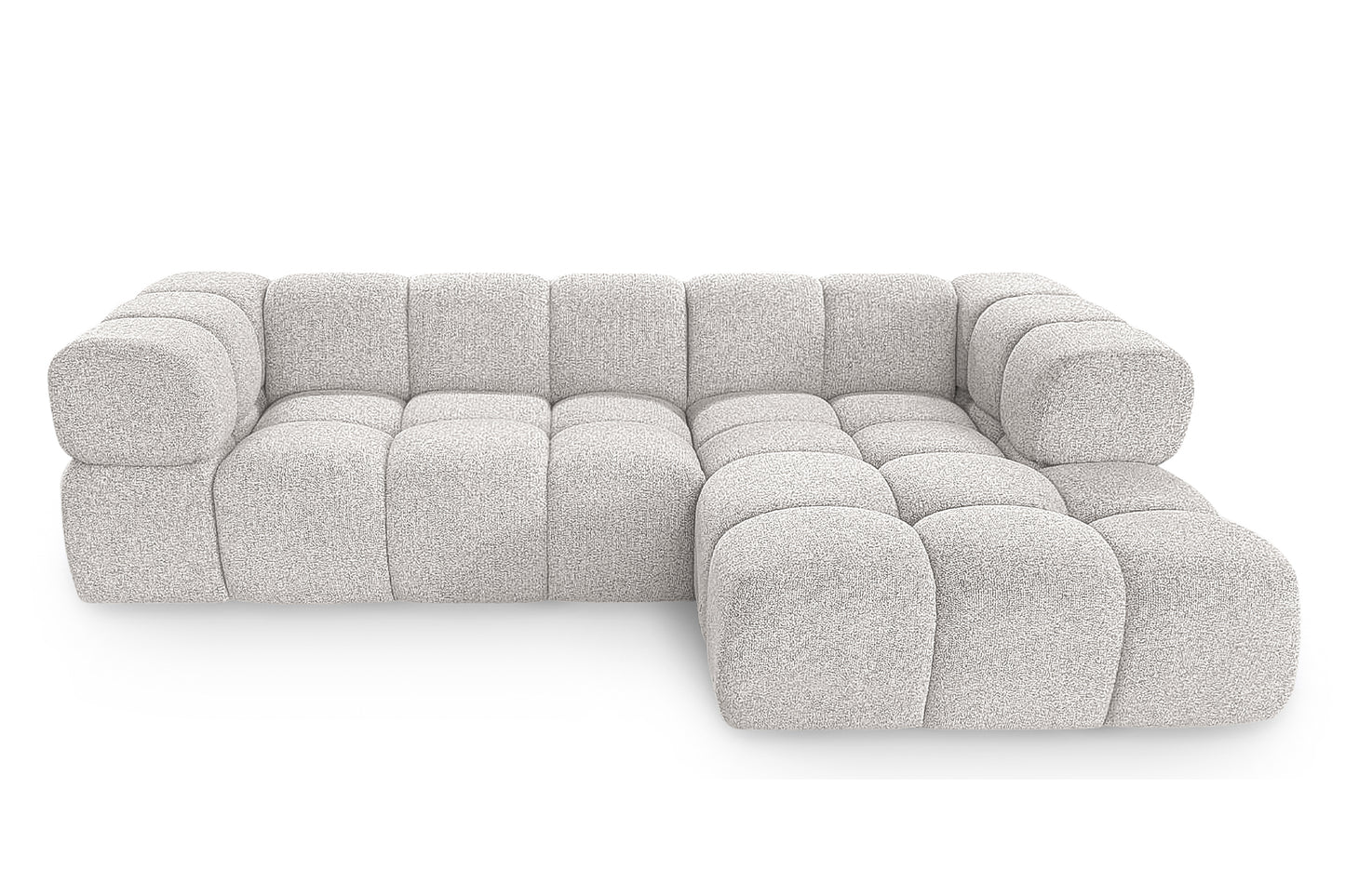 Kanapa narożna AVERRO 280 x 150 cm z pufem po PRAWEJ stronie – nowoczesna kanapa typu „bubble”