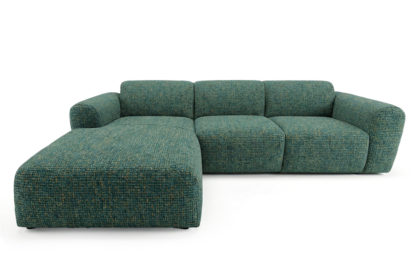 Designowa sofa narożna GIN 310 x 192 cm w kształcie litery L, pufa po lewej stronie