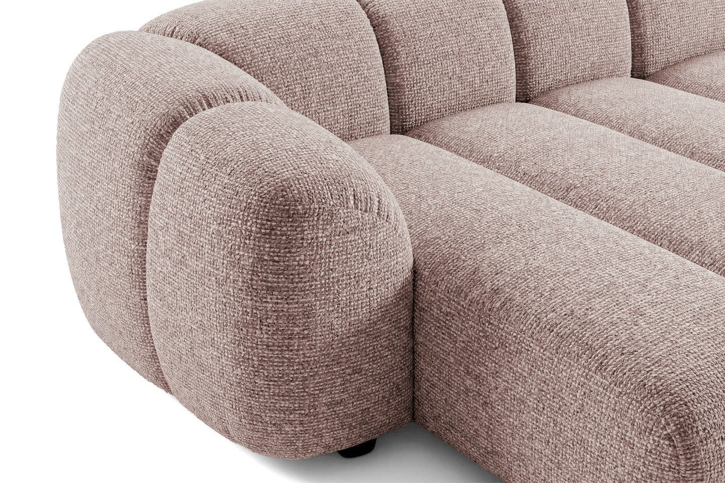 Narożna sofa Mali Design 280 x 150 cm w kształcie litery L - Puf po lewej stronie