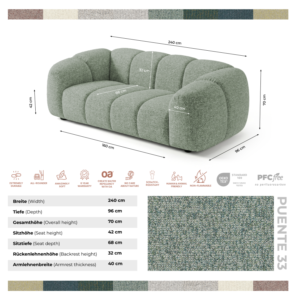 Designerska sofa MALI 3-osobowa – Cloud Design 240 cm