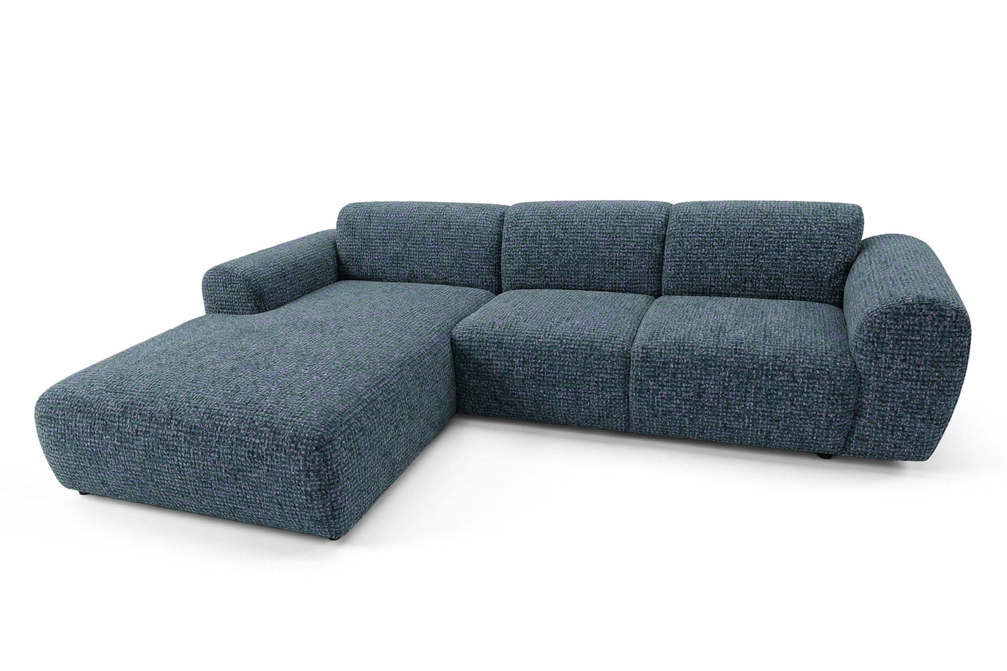 Designowa sofa narożna GIN 310 x 192 cm w kształcie litery L, pufa po lewej stronie