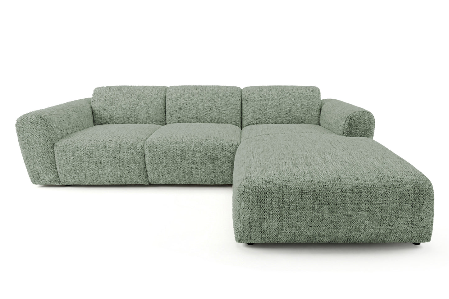 Designowa sofa narożna GIN 310 x 192 cm | Półokrągła podnóżka po prawej stronie