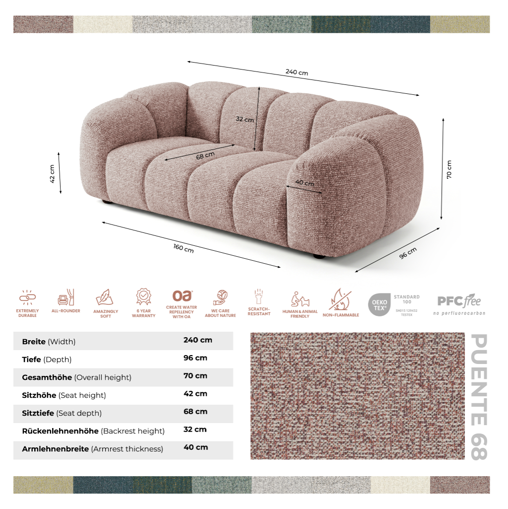 Designerska sofa MALI 3-osobowa – Cloud Design 240 cm