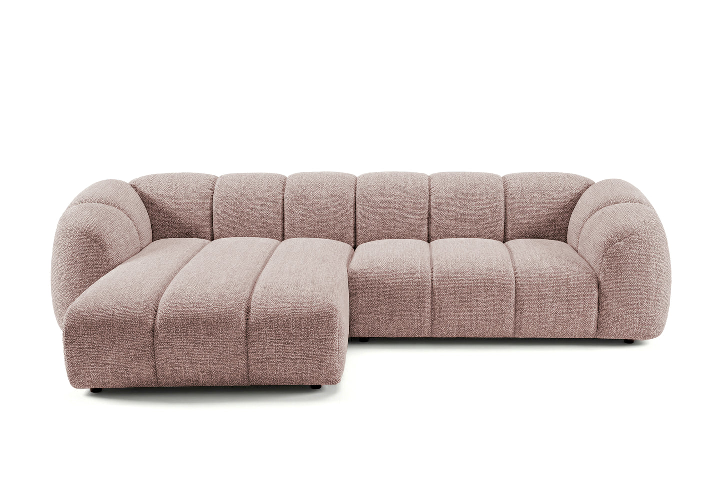 Narożna sofa Mali Design 280 x 150 cm w kształcie litery L - Puf po lewej stronie