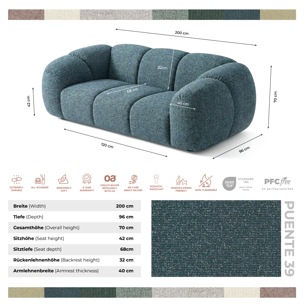 Sofa designerska MALI 2-osobowa – model Cloud Design 200 cm – luksusowa sofa