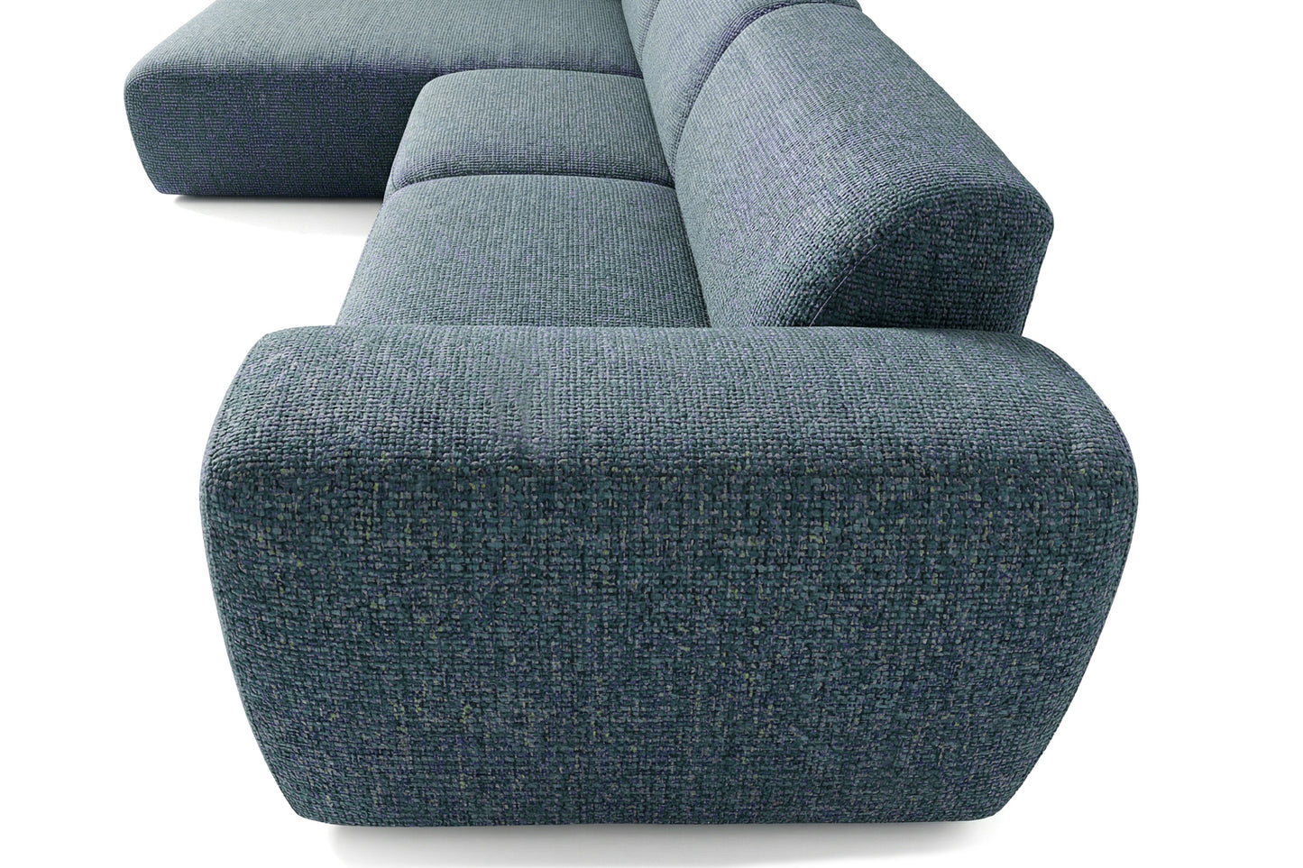 Designowa sofa narożna GIN 310 x 192 cm w kształcie litery L, pufa po lewej stronie