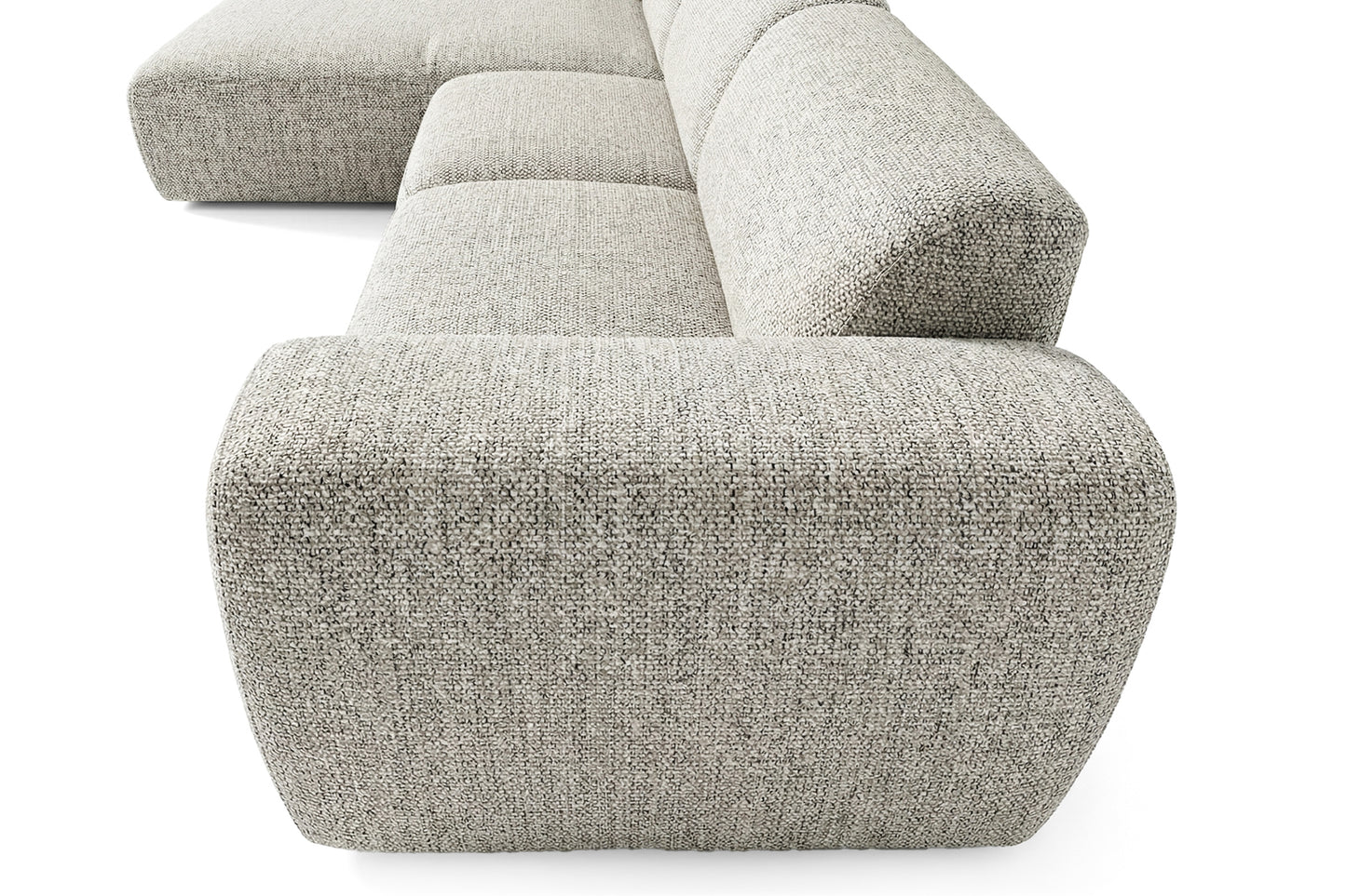 Designowa sofa narożna GIN 310 x 192 cm w kształcie litery L, pufa po lewej stronie
