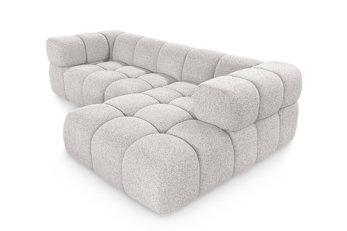 Kanapa narożna AVERRO 280 x 150 cm z pufem po PRAWEJ stronie – nowoczesna kanapa typu „bubble”