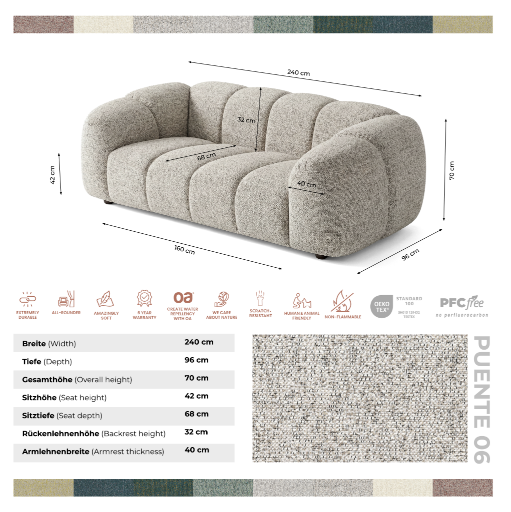 Designerska sofa MALI 3-osobowa – Cloud Design 240 cm