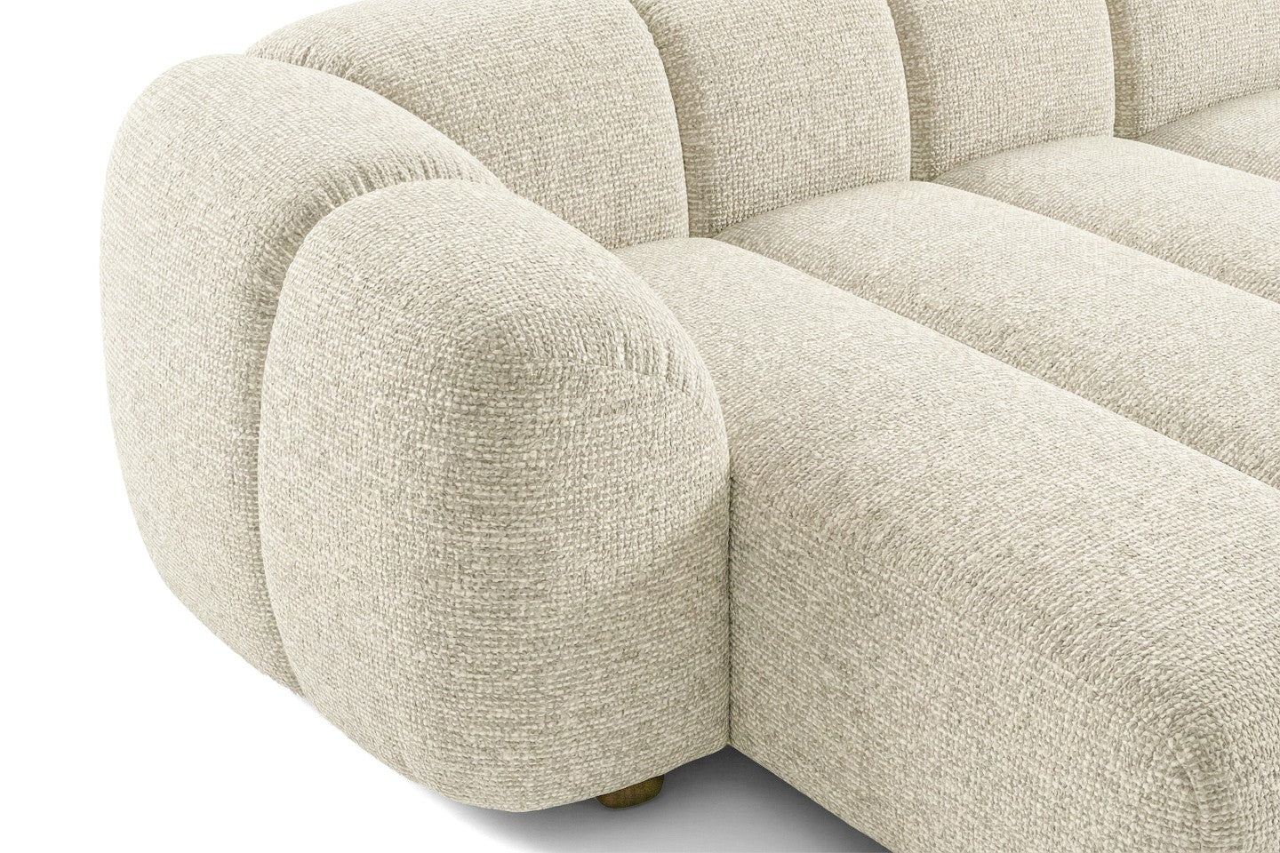 Narożna sofa Mali Design 280 x 150 cm w kształcie litery L - Puf po lewej stronie