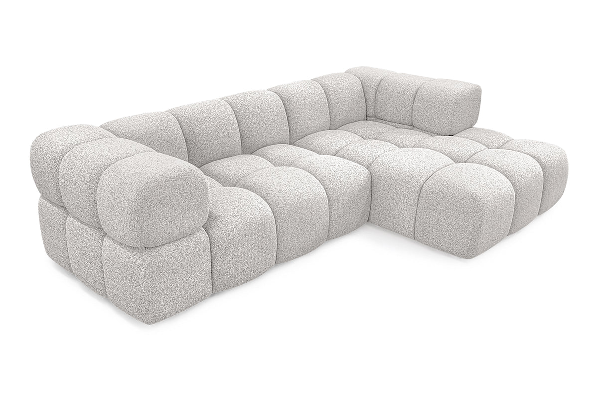 Kanapa narożna AVERRO 280 x 150 cm z pufem po PRAWEJ stronie – nowoczesna kanapa typu „bubble”