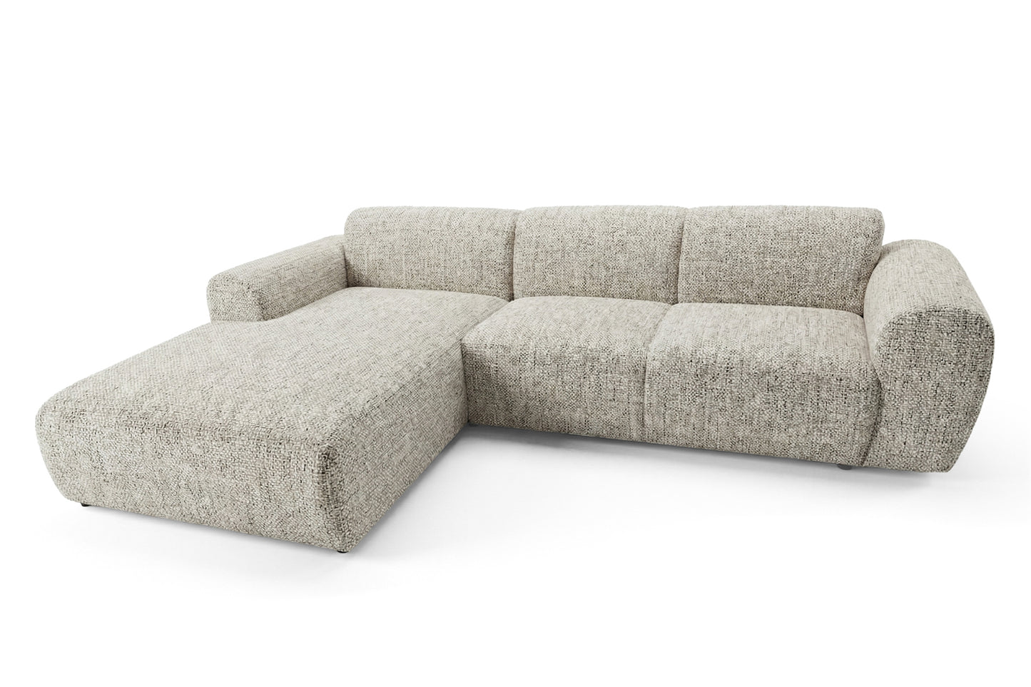 Designowa sofa narożna GIN 310 x 192 cm w kształcie litery L, pufa po lewej stronie