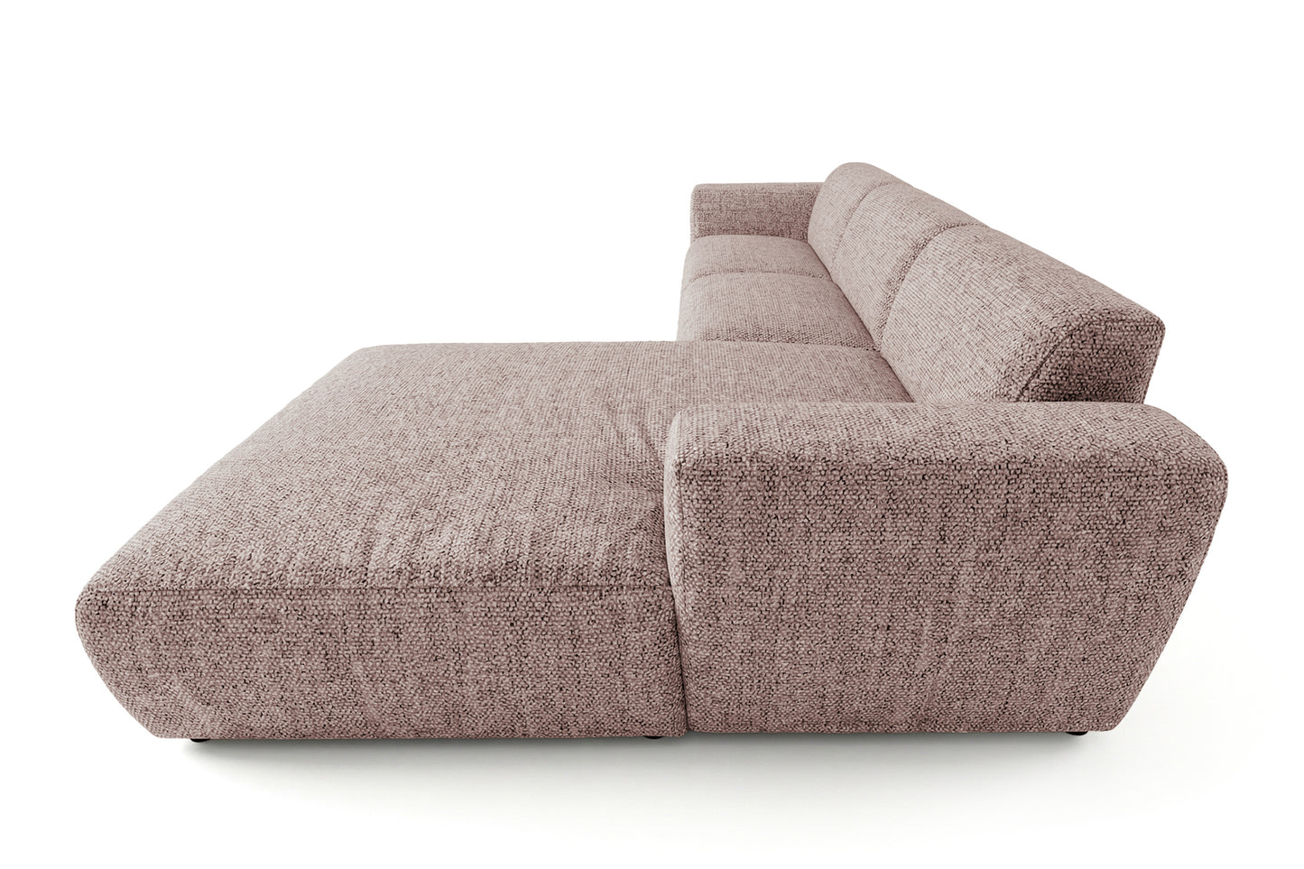 Designowa sofa narożna GIN 310 x 192 cm | Półokrągła podnóżka po prawej stronie