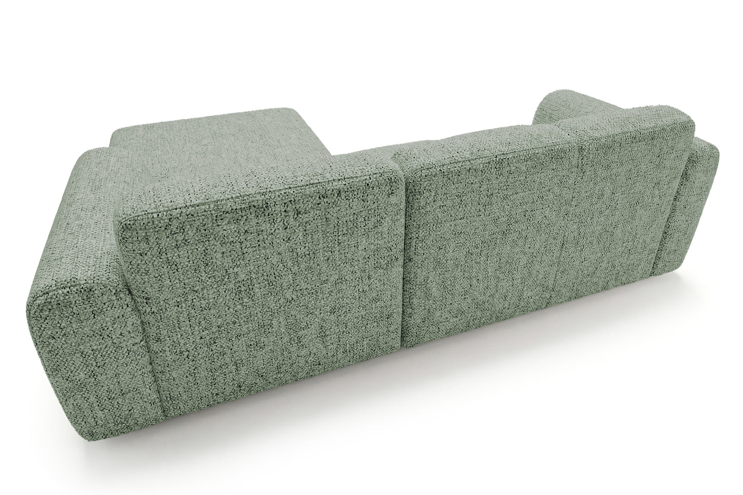 Designowa sofa narożna GIN 310 x 192 cm | Półokrągła podnóżka po prawej stronie
