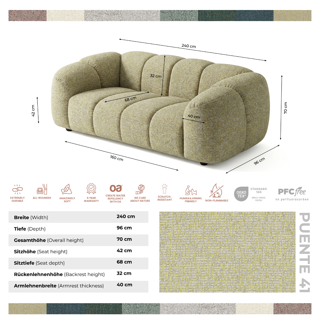 Designerska sofa MALI 3-osobowa – Cloud Design 240 cm