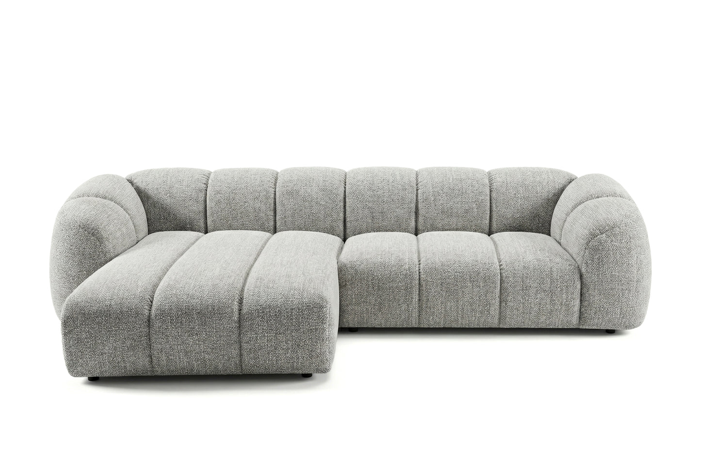 Narożna sofa Mali Design 280 x 150 cm w kształcie litery L - Puf po lewej stronie
