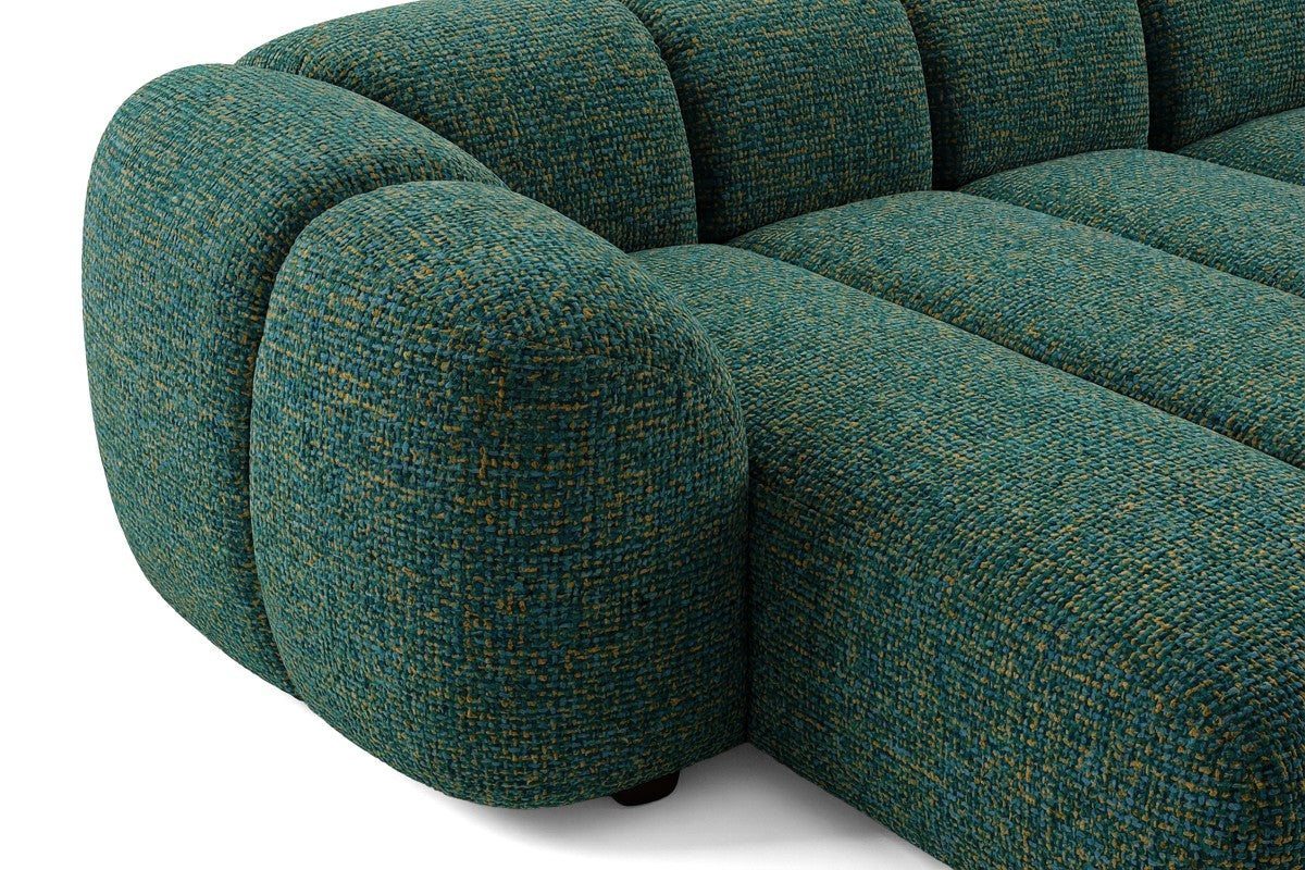Narożna sofa Mali Design 280 x 150 cm w kształcie litery L - Puf po lewej stronie