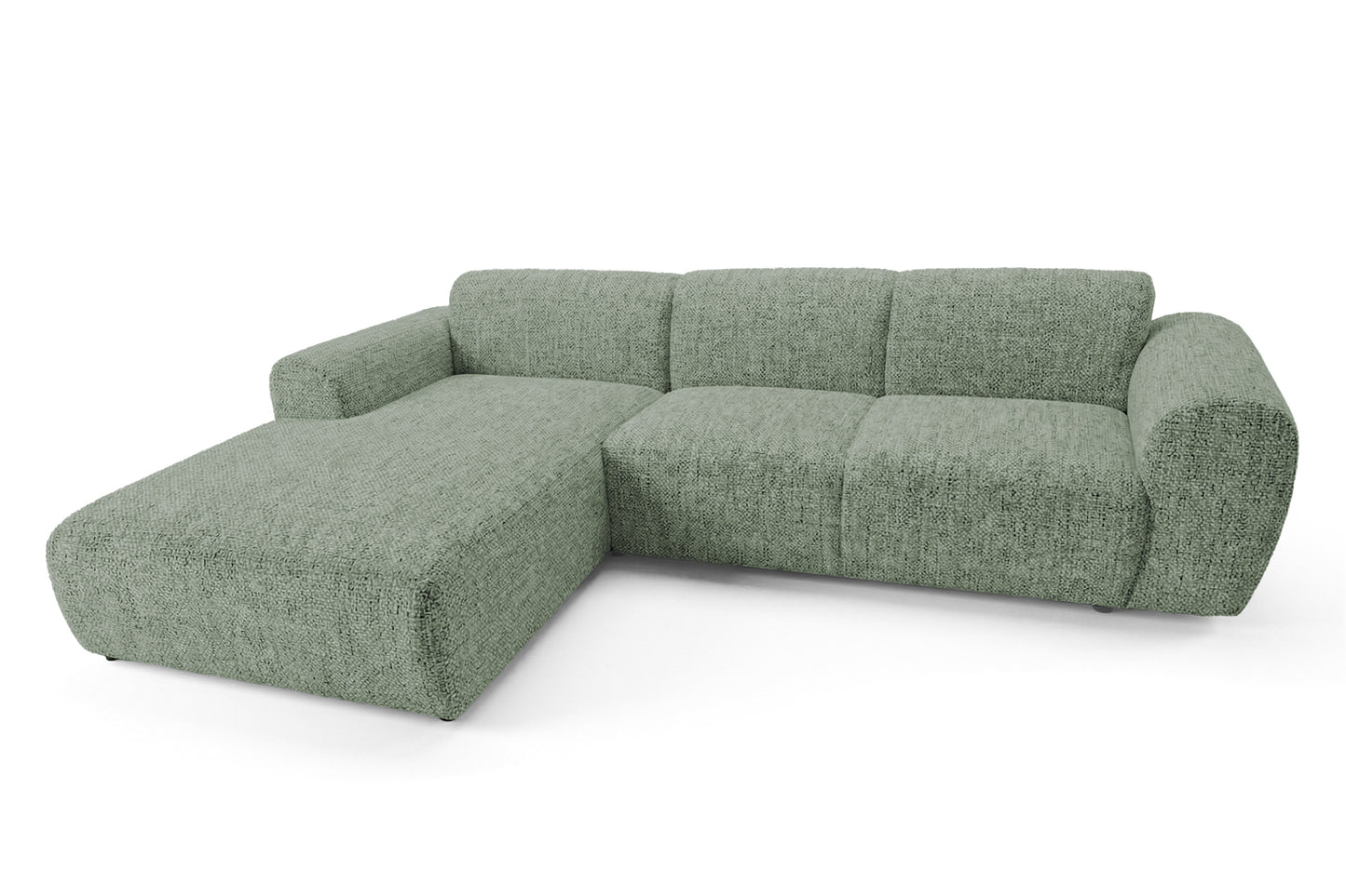 Designowa sofa narożna GIN 310 x 192 cm w kształcie litery L, pufa po lewej stronie