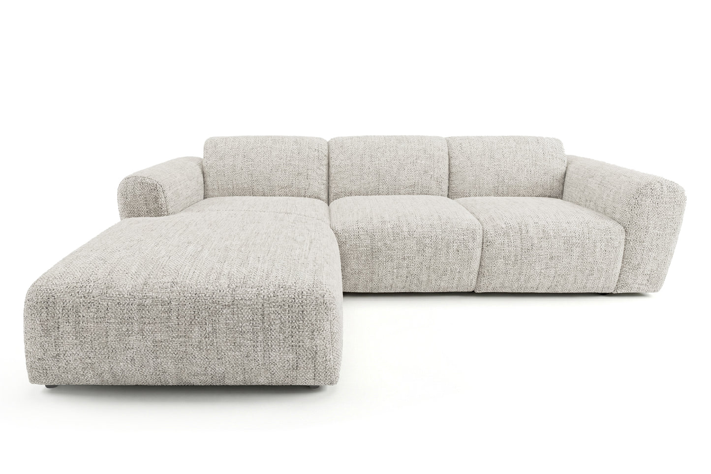 Designowa sofa narożna GIN 310 x 192 cm w kształcie litery L, pufa po lewej stronie