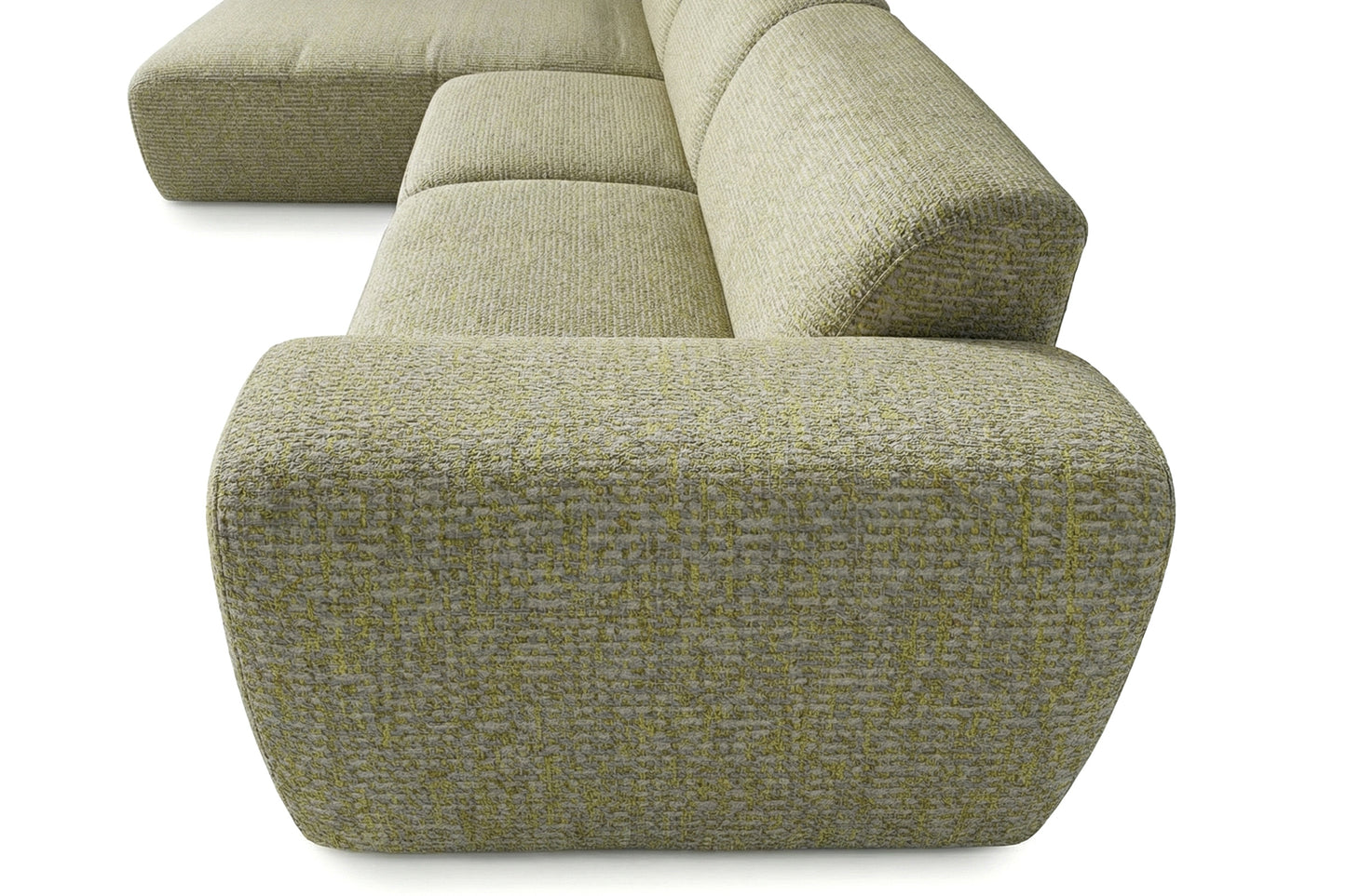 Designowa sofa narożna GIN 310 x 192 cm w kształcie litery L, pufa po lewej stronie