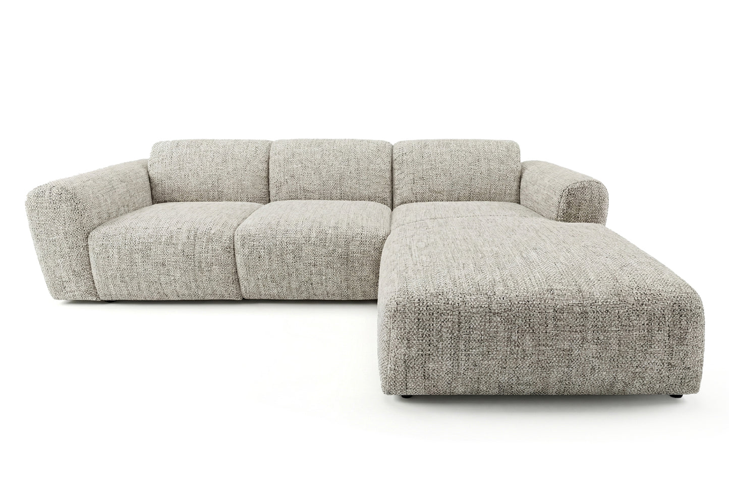 Designowa sofa narożna GIN 310 x 192 cm | Półokrągła podnóżka po prawej stronie