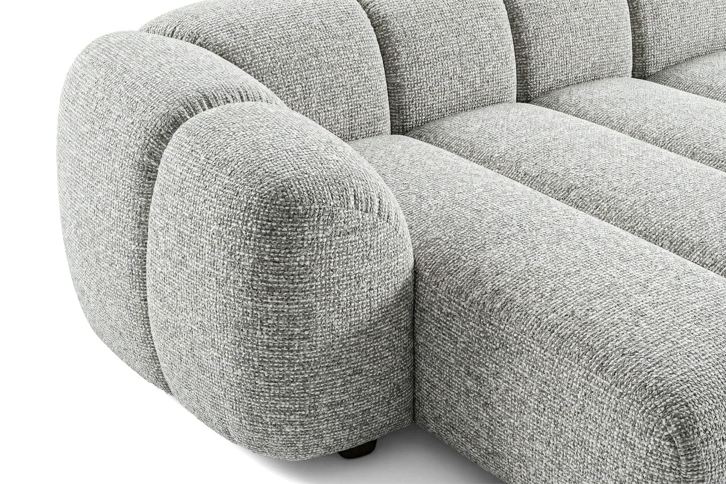 Narożna sofa Mali Design 280 x 150 cm w kształcie litery L - Puf po lewej stronie