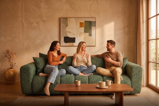 Sofa COSMO LUXURY — rozkładana sofa 240 cm Puente 33 zielona
