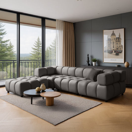 Kanapa narożna TONDO LC/RC 192 x 288 cm Bluvel 14, szara