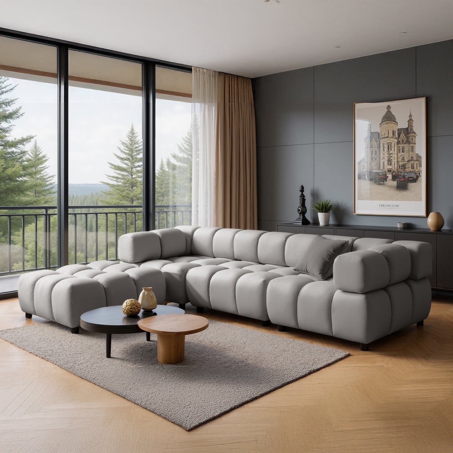 Kanapa narożna TONDO LC/RC 192 x 288 cm Bluvel 03 jasnoszara