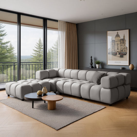 Kanapa narożna TONDO LC/RC 192 x 288 cm Bluvel 03 jasnoszara