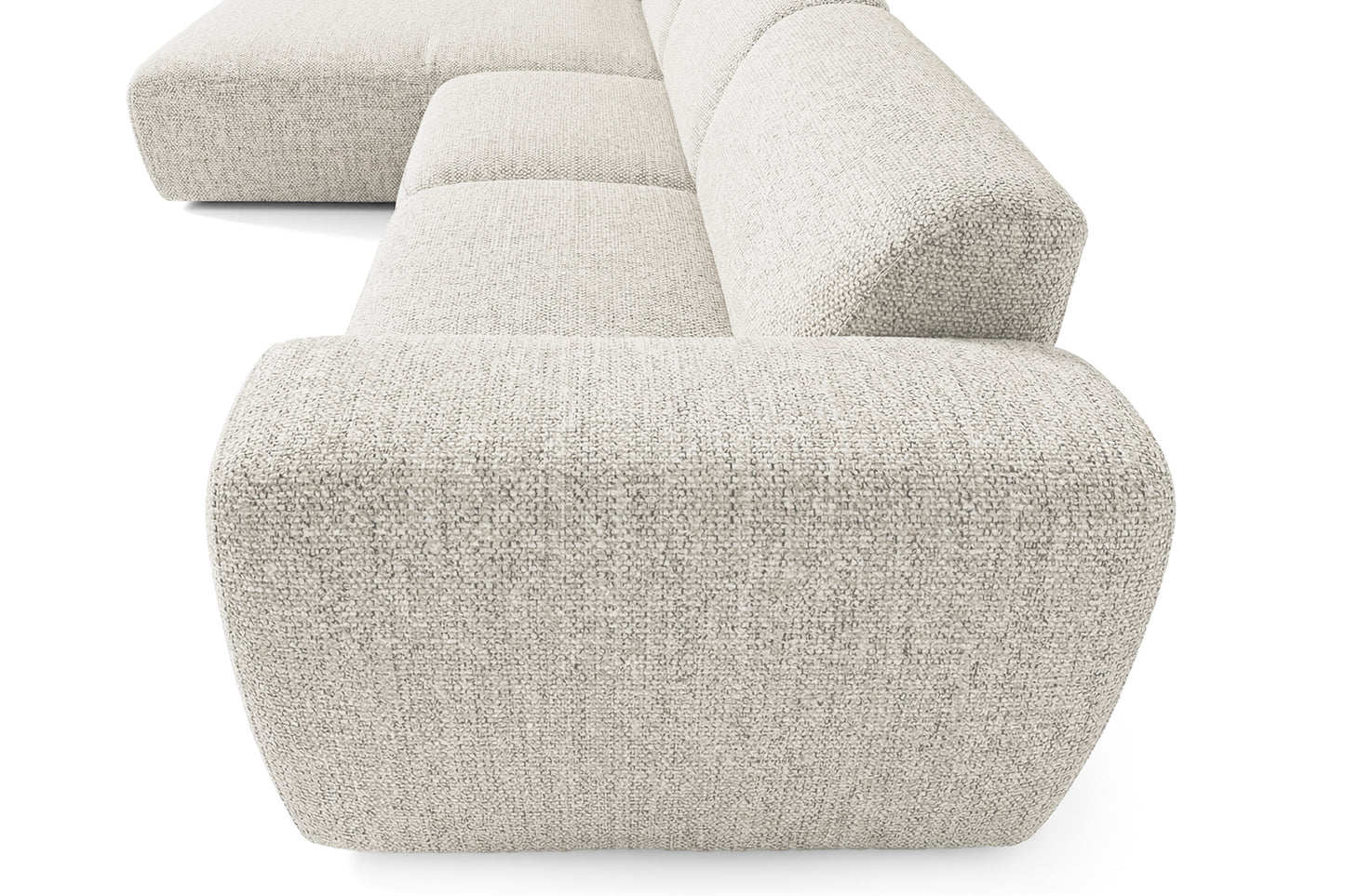 Designowa sofa narożna GIN 310 x 192 cm w kształcie litery L, pufa po lewej stronie