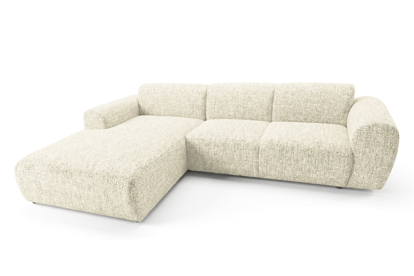 Designowa sofa narożna GIN 310 x 192 cm w kształcie litery L, pufa po lewej stronie