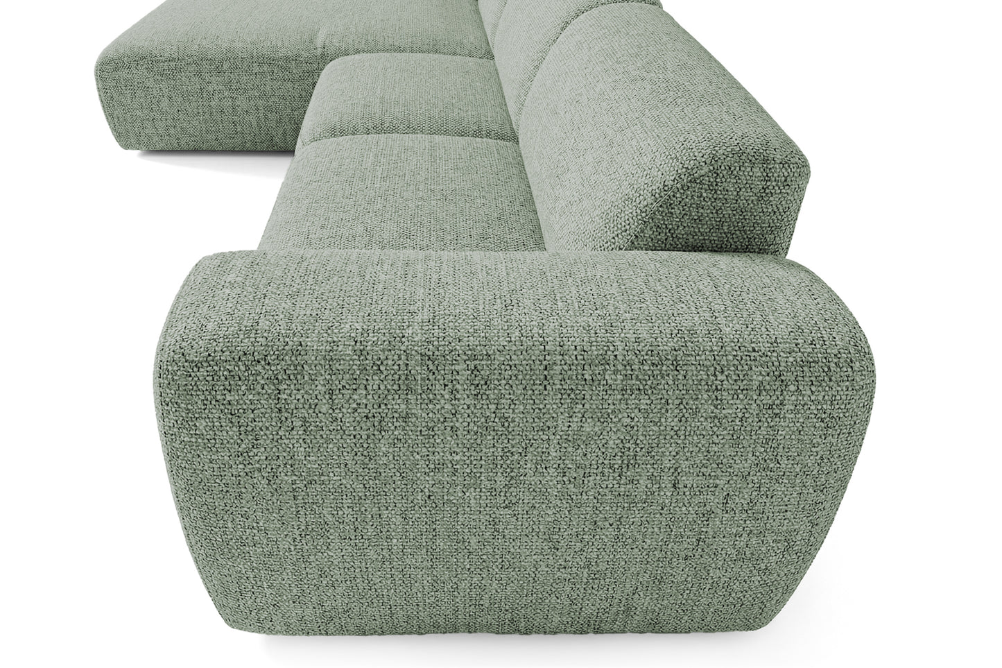 Designowa sofa narożna GIN 310 x 192 cm w kształcie litery L, pufa po lewej stronie