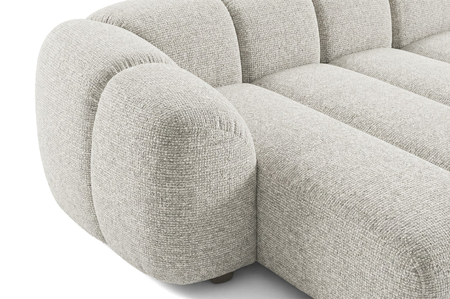 Narożna sofa Mali Design 280 x 150 cm w kształcie litery L - Puf po lewej stronie
