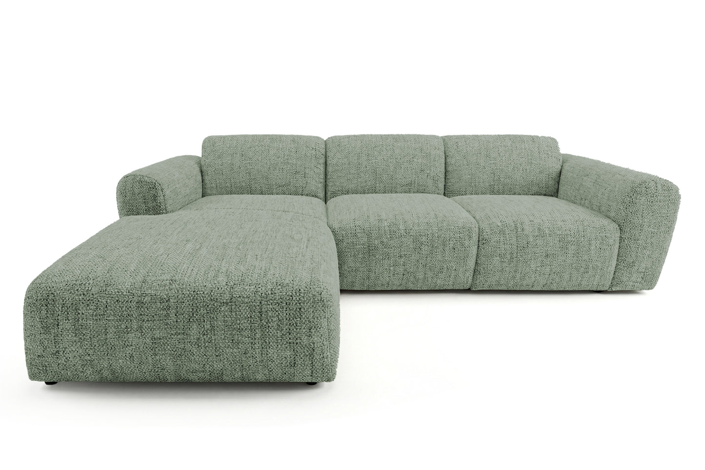 Designowa sofa narożna GIN 310 x 192 cm w kształcie litery L, pufa po lewej stronie